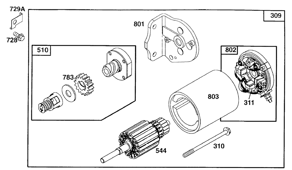 Briggs And Stratton Engine 11hp Model: 28c707-0110-0 (Part 7) Diagram and Parts List for 30576X10B  Briggs and Stratton Lawn Tractor